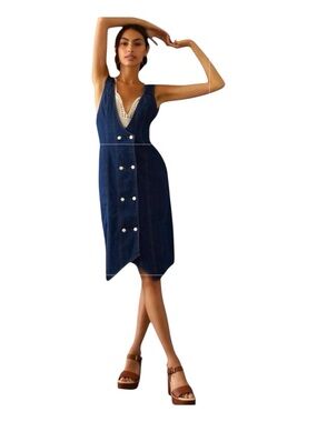 ANTHROPOLOGIE PILCRO Denim Vest Mini Dress, Size 10.